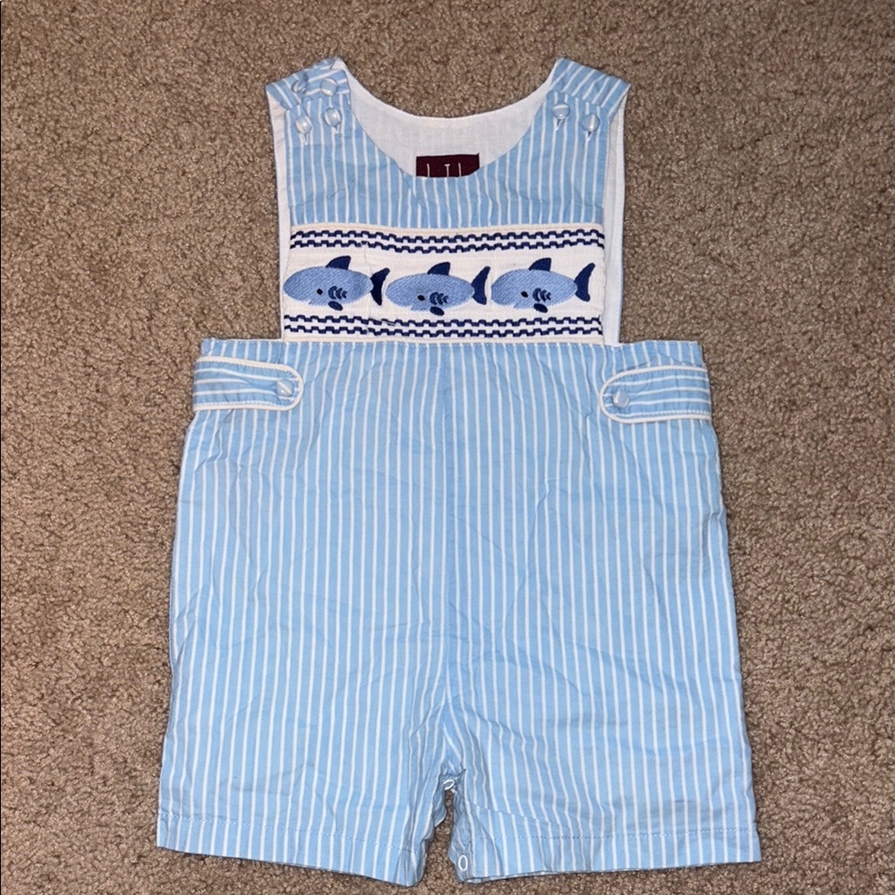 Lil Cactus Blue Striped Kids Overalls